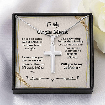 Alternative view of Personalized I Need An Extra Pair Of Hands Will You Be My Godfather Cross Necklace - Godfather Proposal Gifts
