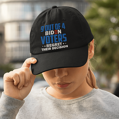 Alternative view of 9 Out Of 4 Biden Voters Regret Their Decision Funny President Twill Cap High-Profile Snapback Hat