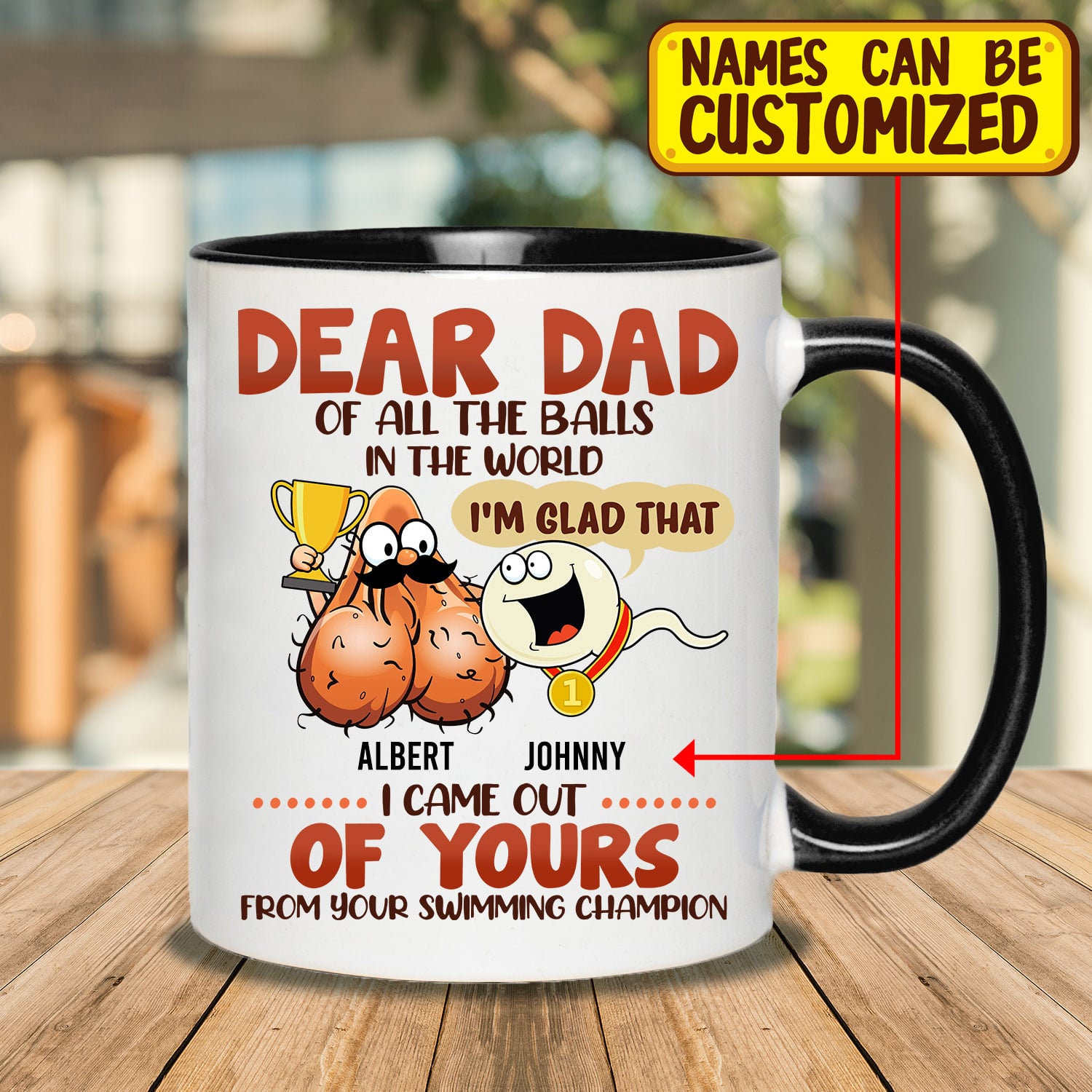 7VT. Dear Dad Of All The Balls accent mug mk3
