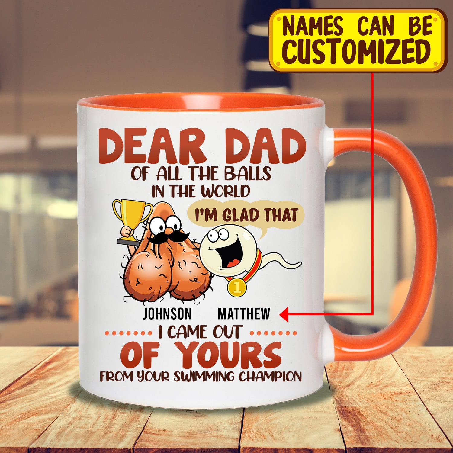 7VT. Dear Dad Of All The Balls accent mug mk1