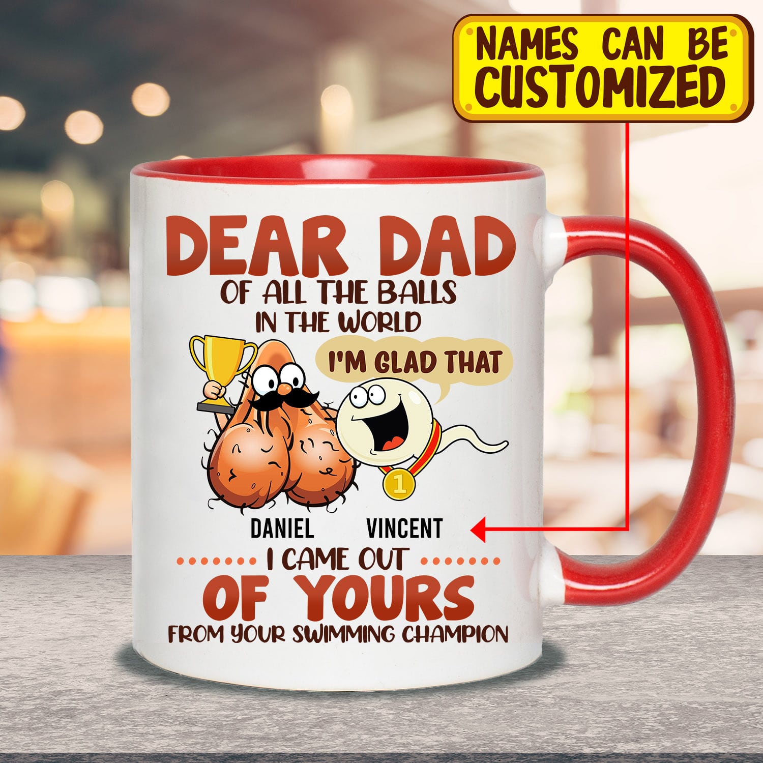 7VT. Dear Dad Of All The Balls accent mug mk2
