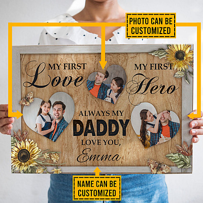 Alternative view of Personalized Custom Photo My First Love My First Hero Always My Daddy Framed Canvas - Unframed Poster