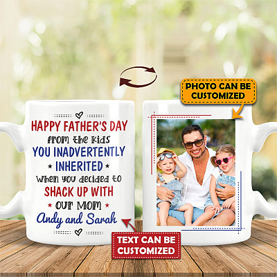 Alternative view of Personalized Custom Photo Happy Father's Day From The Kids You Inadvertently Inherited Stepdad Coffee Mug