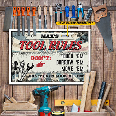 Personalized Tool Rules Vintage Retro Framed Canvas Prints - Unframed Poster - Home Decor Wall Art
