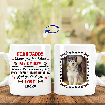 Personalized Photo Bite Him, White, 11 oz. White Mug