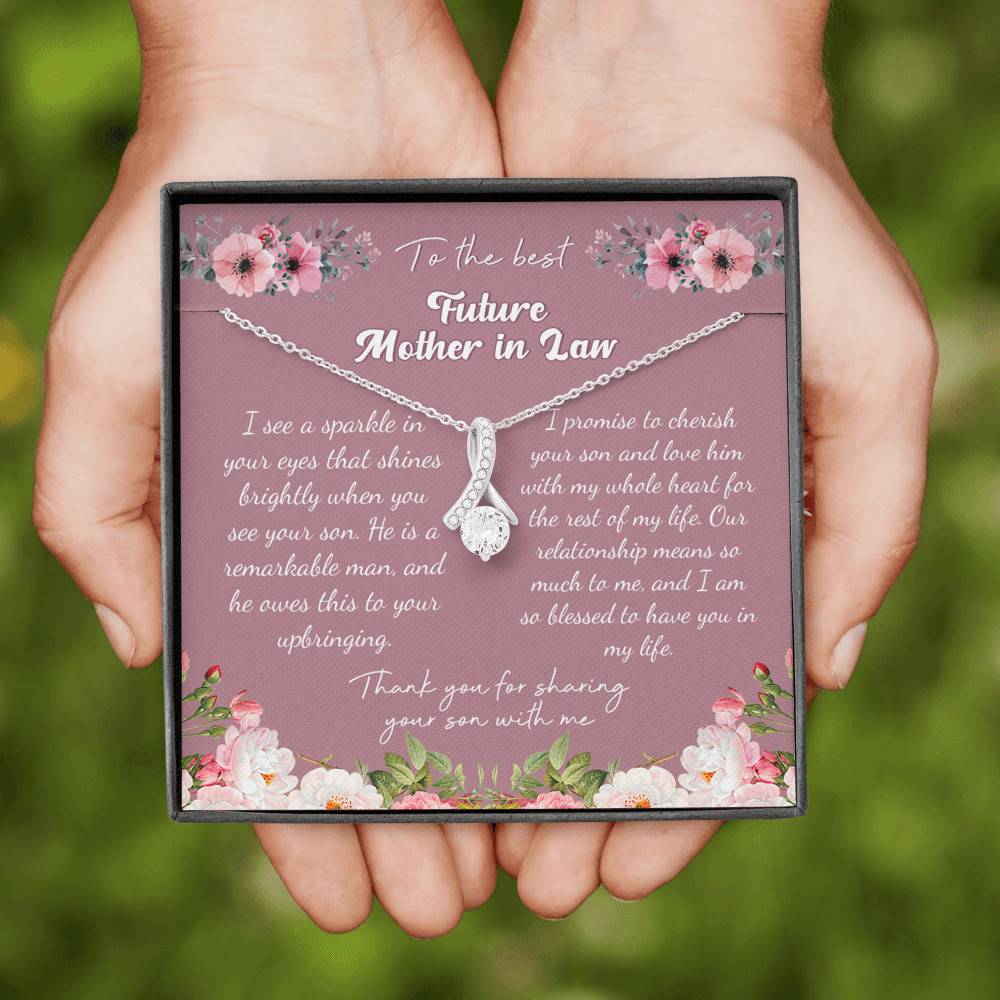 To the Best Future Mother in Law Thank You for Sharing Your Son with Me Alluring Pendant Necklace To the Best Future Mother in Law Thank You for Sharing Your Son with Me Alluring Pendant Necklace