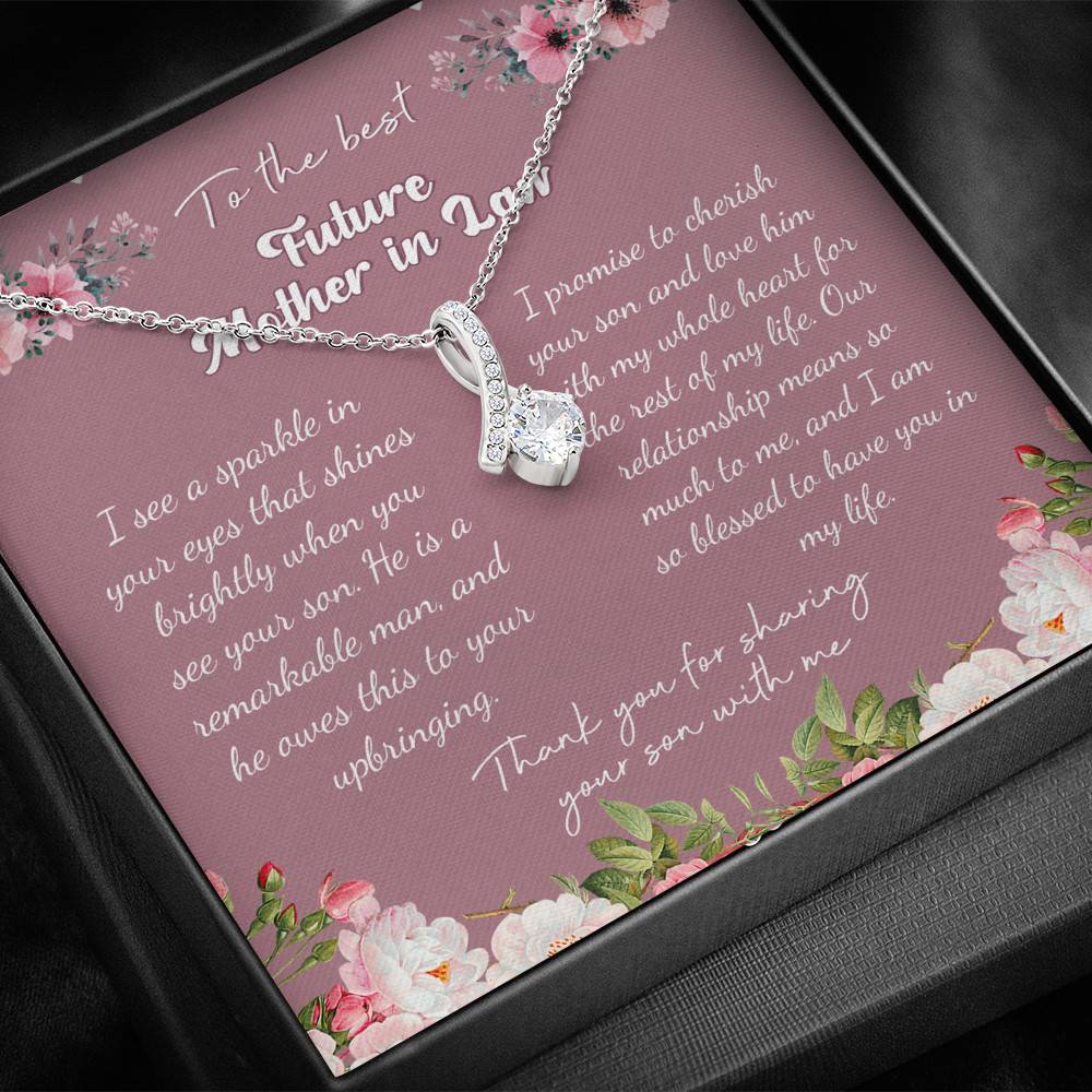 To the Best Future Mother in Law Thank You for Sharing Your Son with Me Alluring Pendant Necklace To the Best Future Mother in Law Thank You for Sharing Your Son with Me Alluring Pendant Necklace
