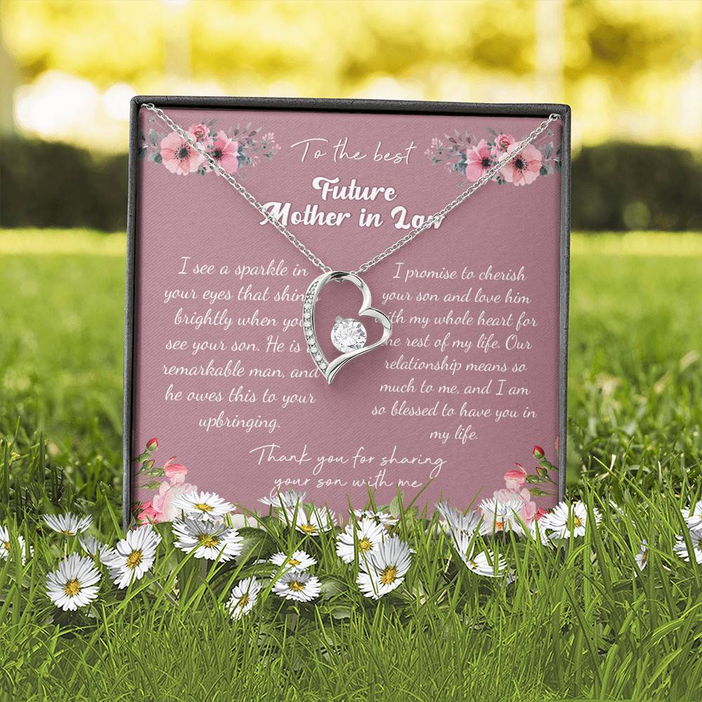 To the Best Future Mother in Law Thank You for Sharing Your Son with Me Forever Love Pendant Necklace To the Best Future Mother in Law Thank You for Sharing Your Son with Me Forever Love Pendant Necklace