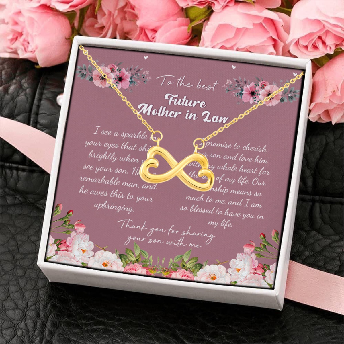 6HV.Best Future Mom Infinity Heart Necklace (Gold) 4