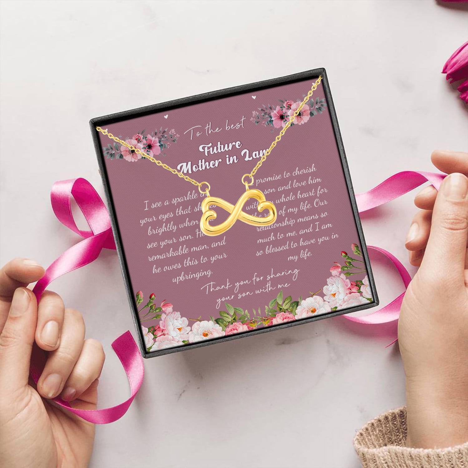 6HV.Best Future Mom Infinity Heart Necklace (Gold) 5