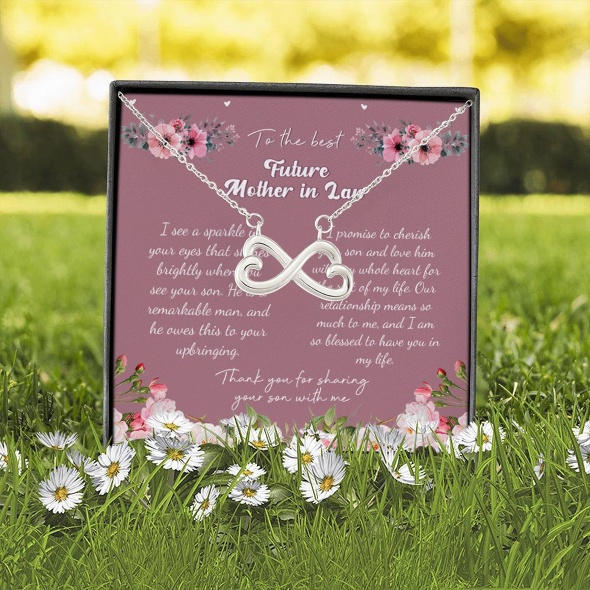 6HV.Best Future Mom Infinity Heart Necklace (Silver) 2