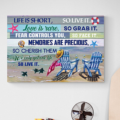 Alternative view of Life Is Short So Live It Framed Canvas - Unframed Poster - Love Beaches Gift Decor