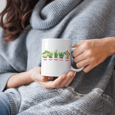 Alternative view of Lesbian Plant LGBT Ceramic Coffee Mug - Beer Stein - Water Bottle - Color Changing Mug