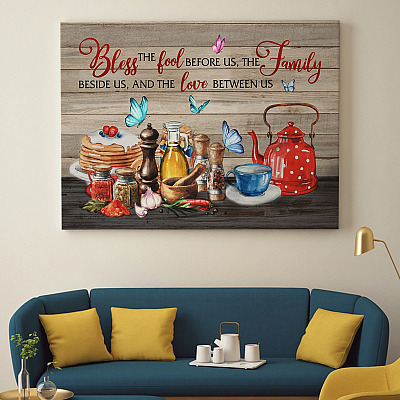 Alternative view of Bless The Food Before Us The Family Beside Us And The Love Between Us Framed Canvas - Unframed Poster
