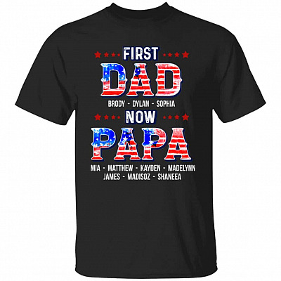 Personalized American Flag, Black, Unisex T-Shirt