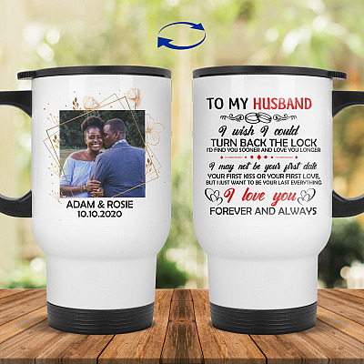 14 oz. White Travel Mug