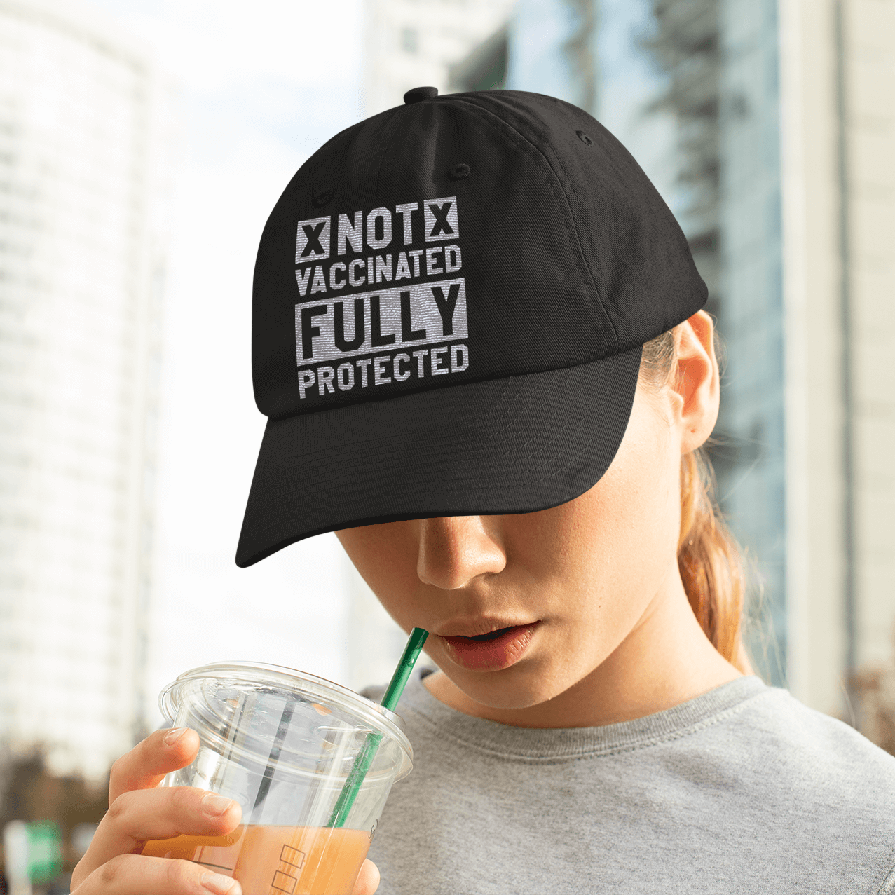 1LV. Not Vaccinated Fully ( hat) mk