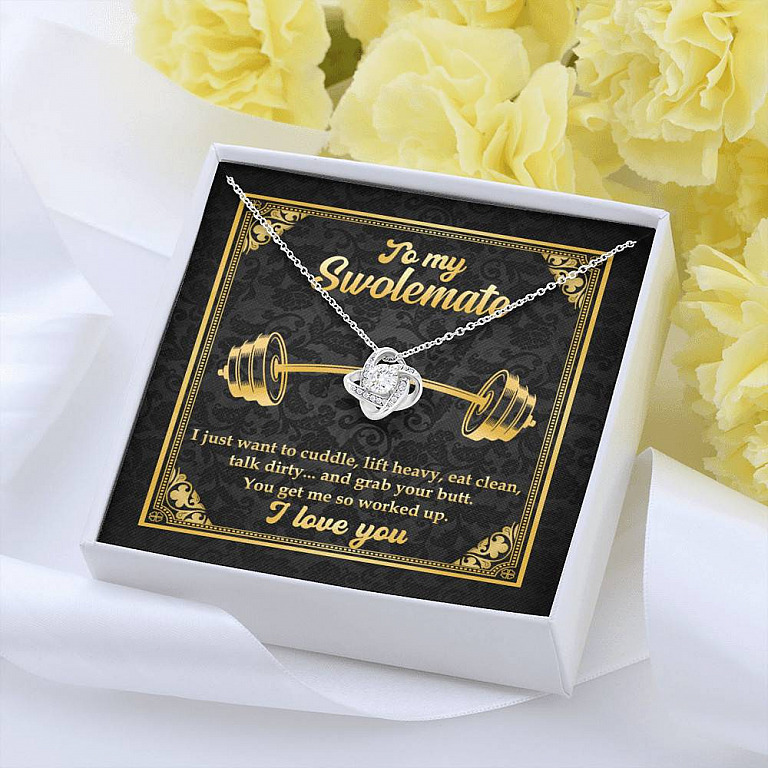 To My Swolemate I Just Want To Cuddle Grab Your Butt You Get Me So Worked Up Love Knot Pendant Necklace