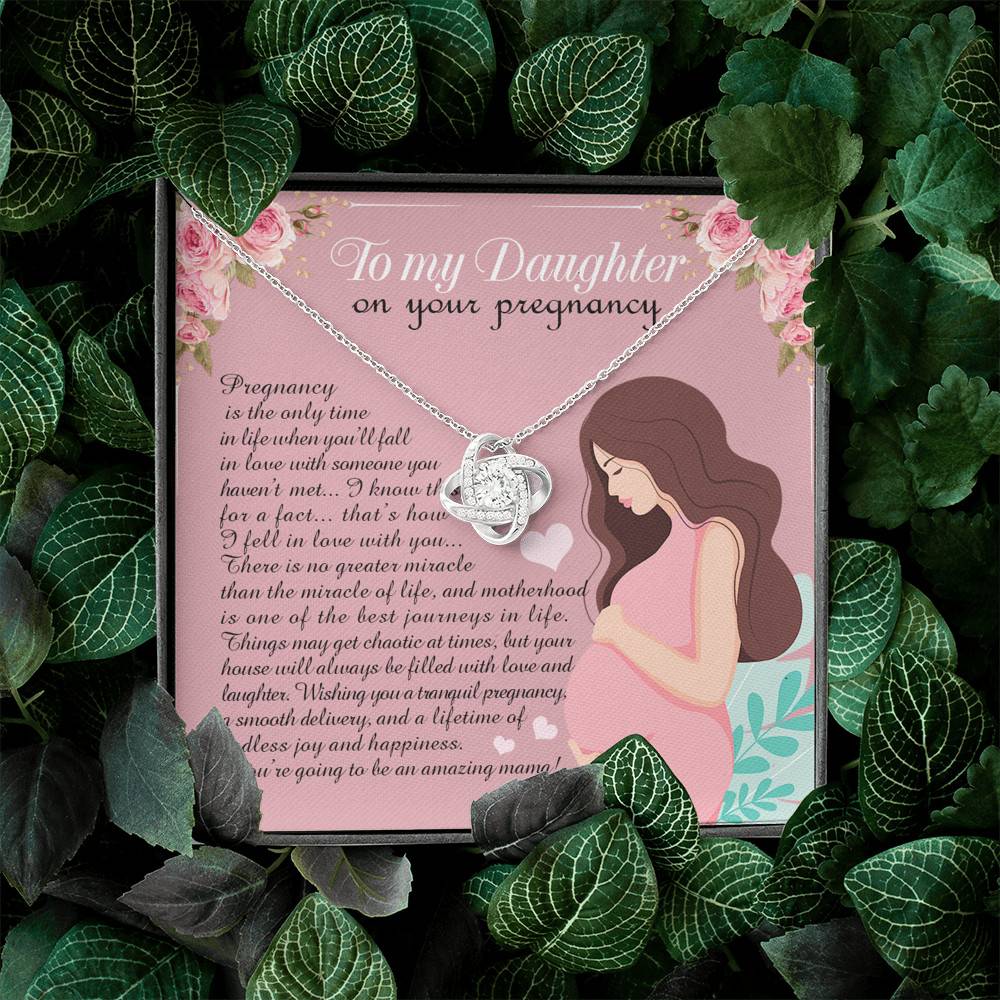 From Mom to My Daughter on Your Pregnancy Is the Only Time in Life Love Knot Pendant Necklace From Mom to My Daughter on Your Pregnancy Is the Only Time in Life Love Knot Pendant Necklace