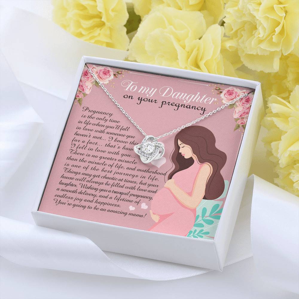 From Mom to My Daughter on Your Pregnancy Is the Only Time in Life Love Knot Pendant Necklace From Mom to My Daughter on Your Pregnancy Is the Only Time in Life Love Knot Pendant Necklace