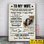 Custom Photo To My Wife I Know That Our Journey Has Been A Challenge Framed Canvas - Poster - Anniversary Gift