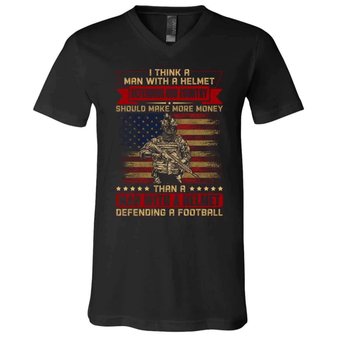 Man Helmet t, Black, V-Neck T-Shirt