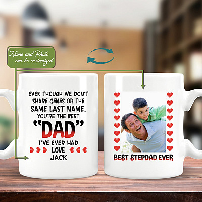 Personalized To My Step Dad Even Though We Don't Share Genes Bonus Dad Coffee Mug
