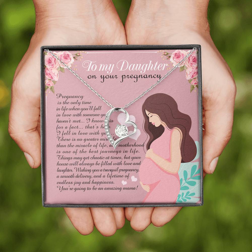 From Mom to My Daughter on Your Pregnancy Is the Only Time in Life Forever Love Pendant Necklace From Mom to My Daughter on Your Pregnancy Is the Only Time in Life Forever Love Pendant Necklace