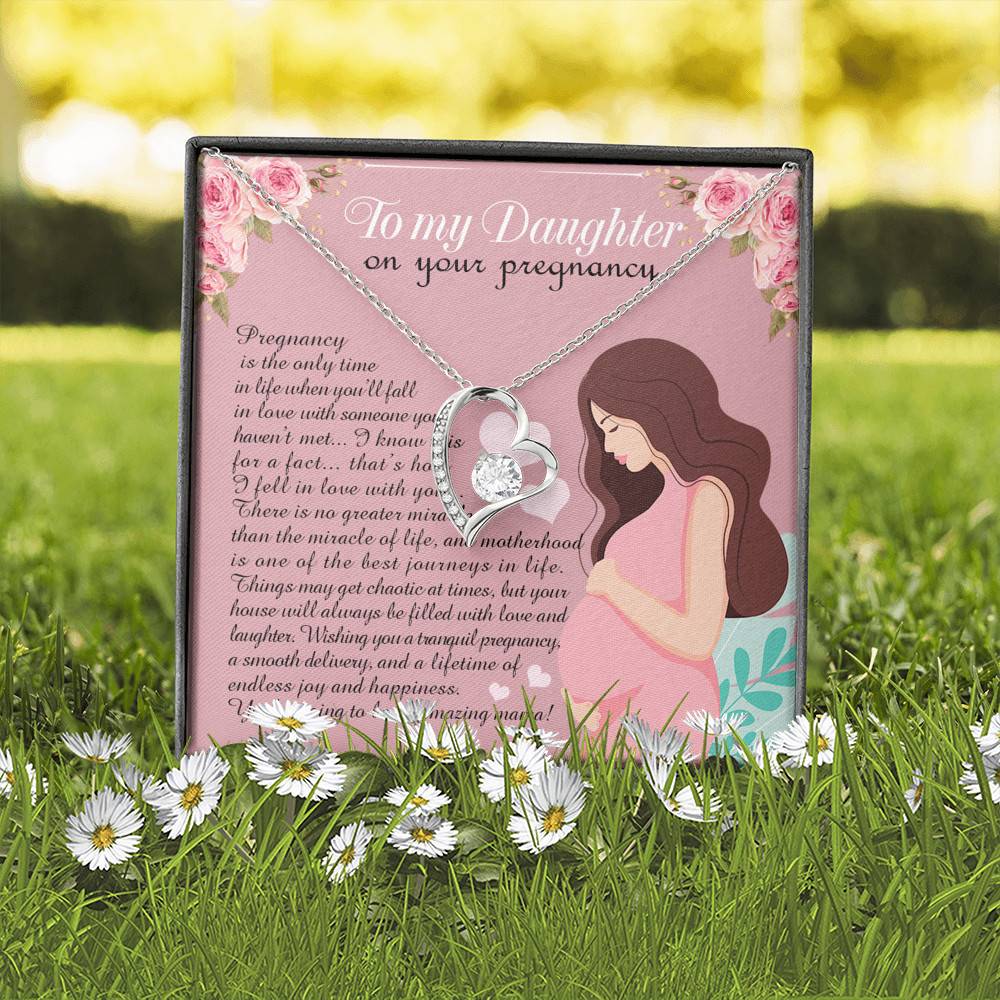 From Mom to My Daughter on Your Pregnancy Is the Only Time in Life Forever Love Pendant Necklace From Mom to My Daughter on Your Pregnancy Is the Only Time in Life Forever Love Pendant Necklace