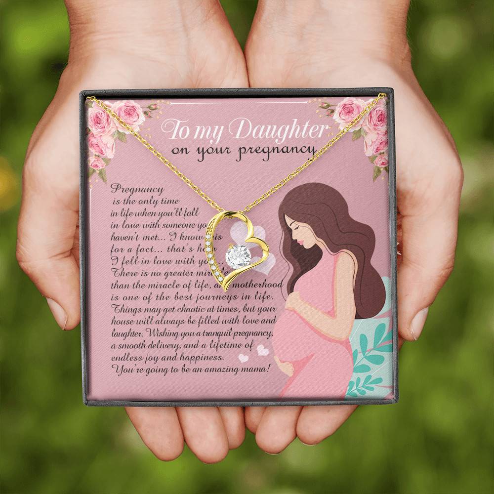 From Mom to My Daughter on Your Pregnancy Is the Only Time in Life Forever Love Pendant Necklace From Mom to My Daughter on Your Pregnancy Is the Only Time in Life Forever Love Pendant Necklace