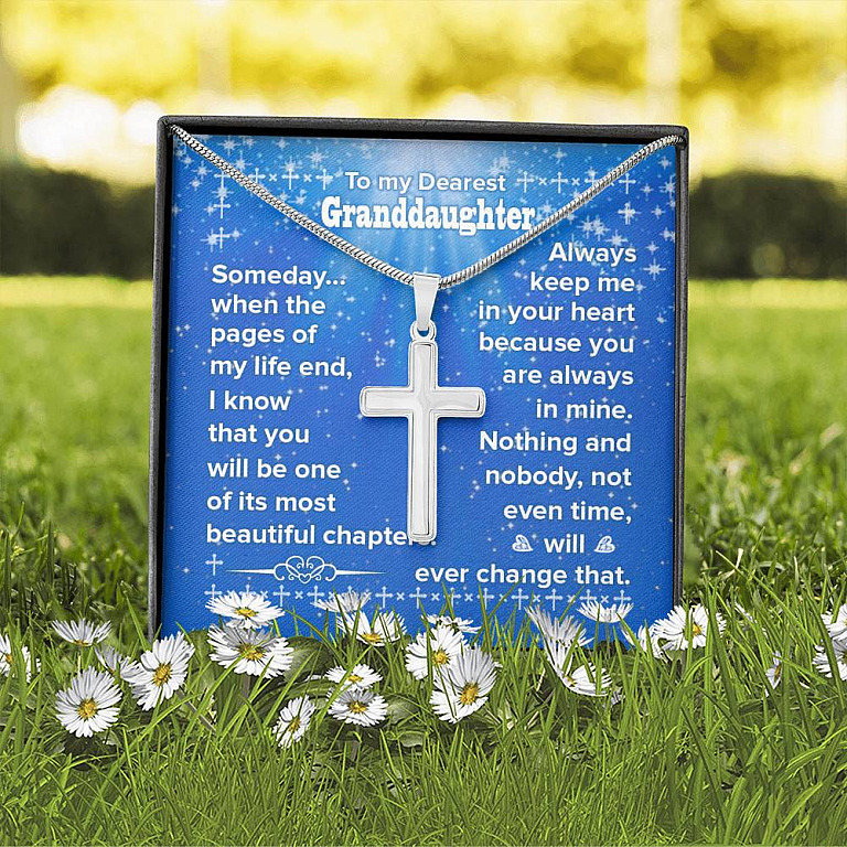 To My Granddaughter You Will Be One Of My Most Beautiful Chapters Artisan Crafted Cross Necklace