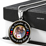 Custom Photo My Guardian Angel Necklace - Forever In My Heart Necklace - Memorial Photo Circle Pendant