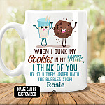 Personalized When I Dunk My Cookies In My Milk I Think Of You Funny Ceramic Coffee Mug - Beer Stein - Water Bottle