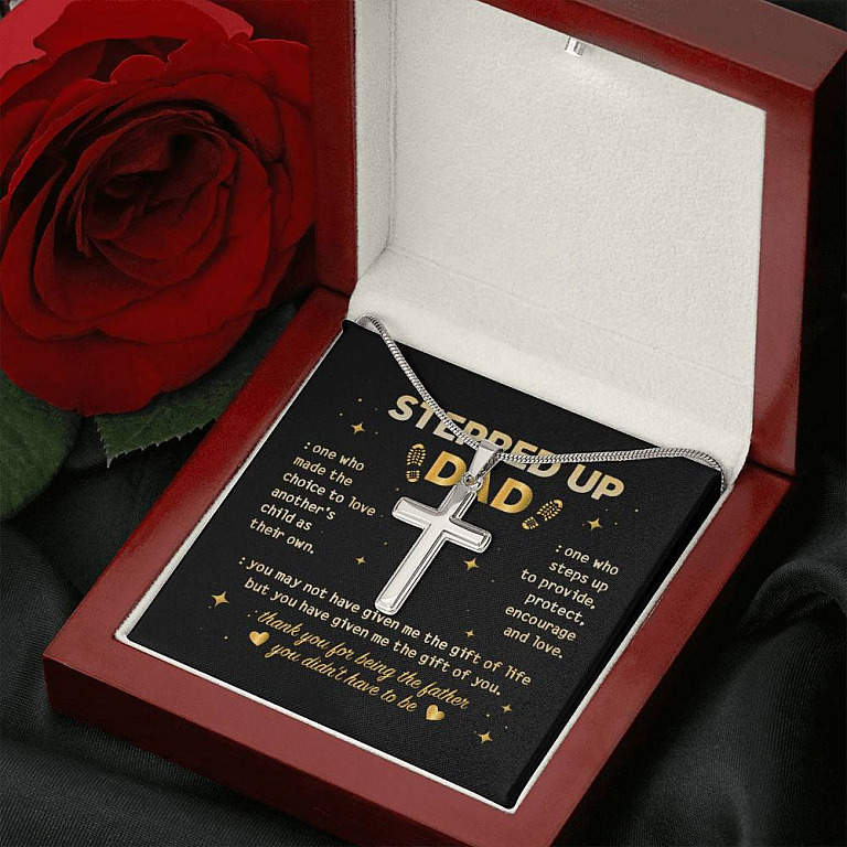 Stepped Up Dad One Who Made The Choice To Love Another's Child Step Dad Christian Cross Pendant Necklace