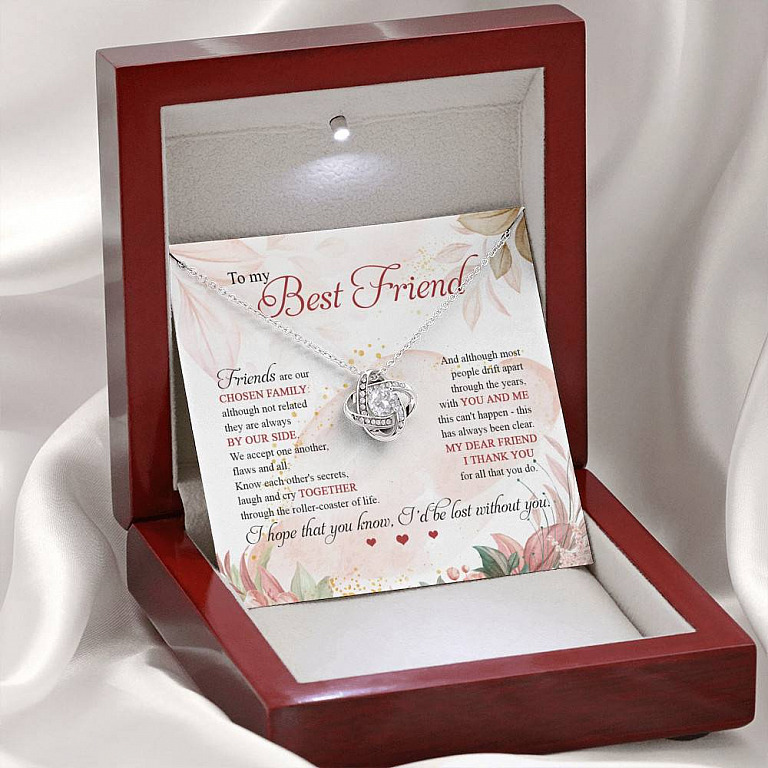 To My Best Friend Thank You For All That You Do I'd Lost Without You Love Knot Necklace