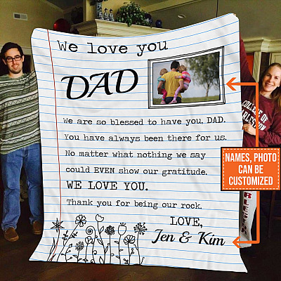 Alternative view of Personalized Photo We Are Blessed To Have You Dad We Love You Fleece Blanket - Mink Sherpa Blanket