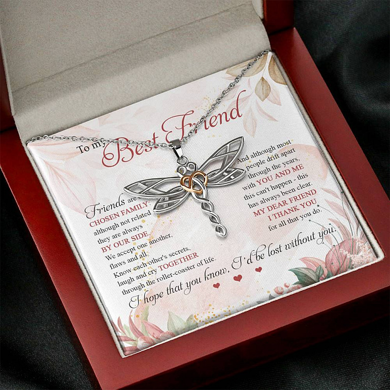 To My Best Friend Thank You For All That You Do I'd Lost Without You Dragonfly Necklace