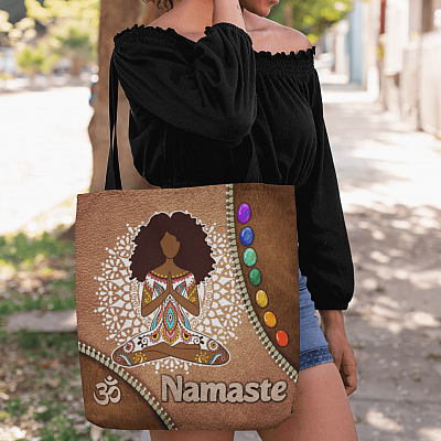 Alternative view of Namaste Yoga Tote Bag All Over Print Tote - Shoulder Bag