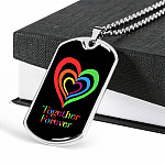 LGBTQ Rainbow Heart Together Forever - Dog Tag Pendant Necklace - Gay Pride Month Gift LGBTQ Rainbow Heart Together Forever - Dog Tag Pendant Necklace - Gay Pride Month Gift