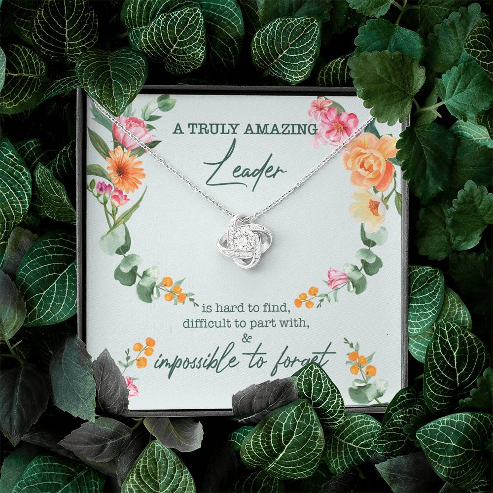 A Truly Amazing Leader Is Hard To Find Love Knot Necklace - Boss Necklace Retirement Gift - Leadership Gifts A Truly Amazing Leader Is Hard To Find Love Knot Necklace - Boss Necklace Retirement Gift - Leadership Gifts