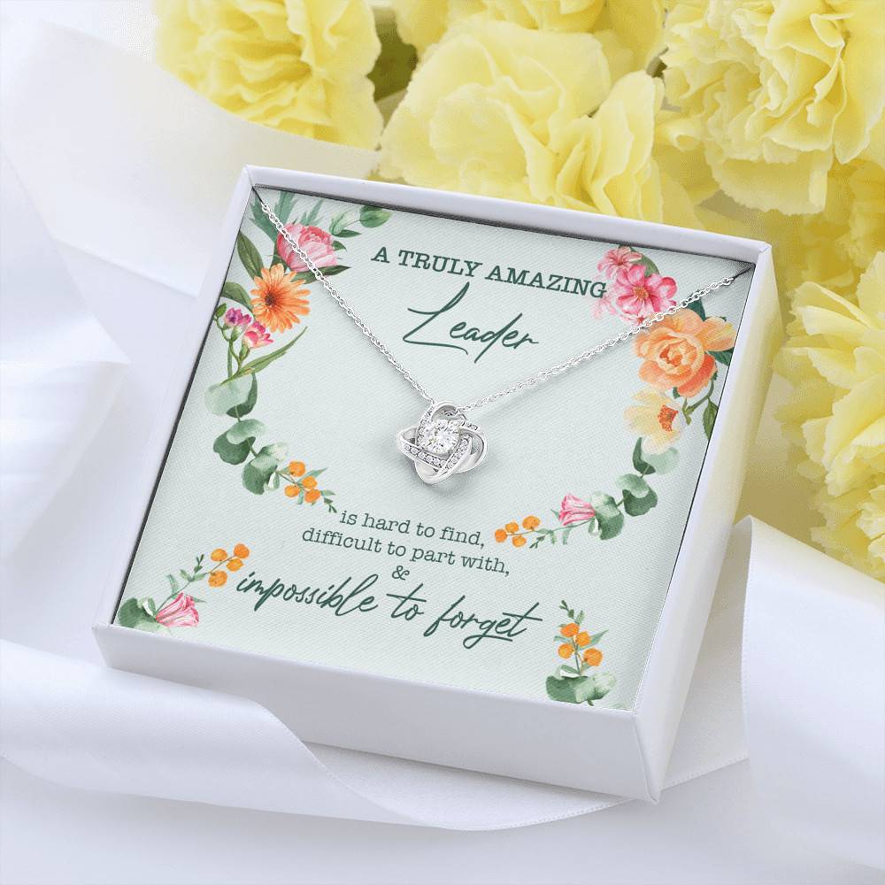 A Truly Amazing Leader Is Hard To Find Love Knot Necklace - Boss Necklace Retirement Gift - Leadership Gifts A Truly Amazing Leader Is Hard To Find Love Knot Necklace - Boss Necklace Retirement Gift - Leadership Gifts