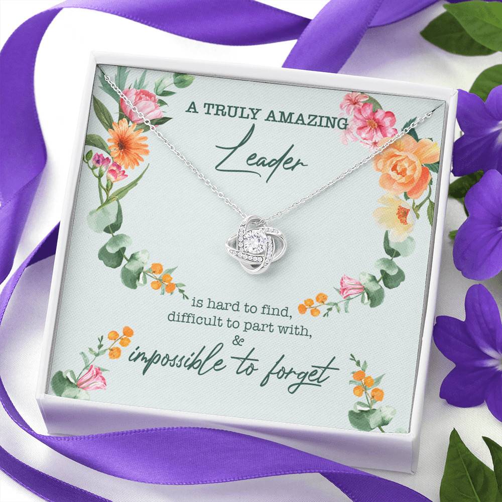 A Truly Amazing Leader Is Hard To Find Love Knot Necklace - Boss Necklace Retirement Gift - Leadership Gifts A Truly Amazing Leader Is Hard To Find Love Knot Necklace - Boss Necklace Retirement Gift - Leadership Gifts