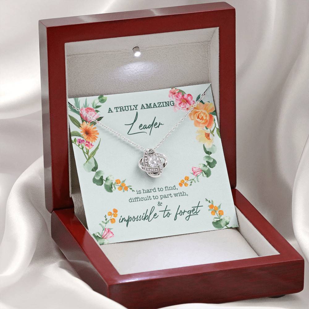 A Truly Amazing Leader Is Hard To Find Love Knot Necklace - Boss Necklace Retirement Gift - Leadership Gifts A Truly Amazing Leader Is Hard To Find Love Knot Necklace - Boss Necklace Retirement Gift - Leadership Gifts