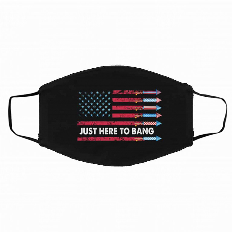Just Here To Bang Mask, Black, Cloth Face Cover – Medium/Large
