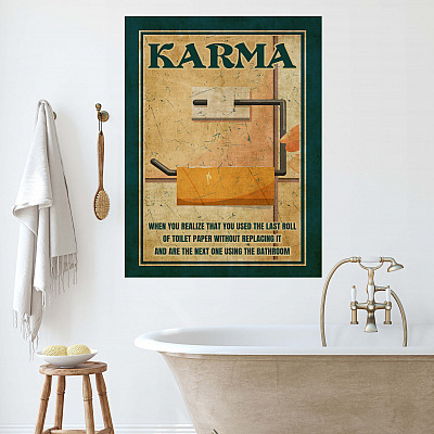Karma Definition Toi-let Bathroom Paper Wrapped Framed Canvas Prints - Unframed Poster - Home Decor Wall Art