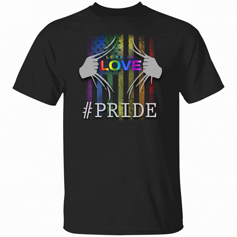 Love Is Love Rainbow Flag t, Black, Unisex T-Shirt