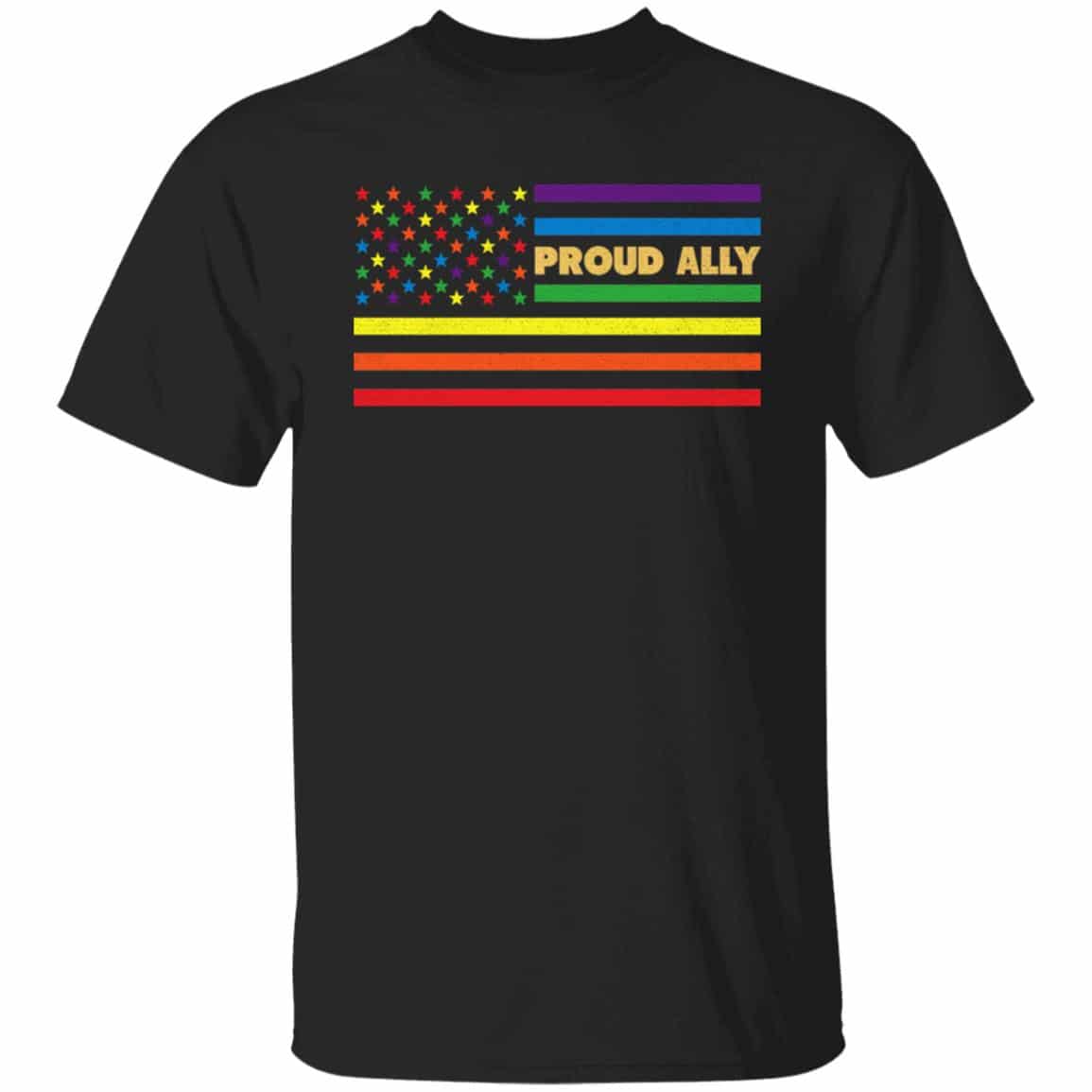 Gay Pride Ally Shirt Proud Ally LGBT Flag T-Shirt Rainbow Gay