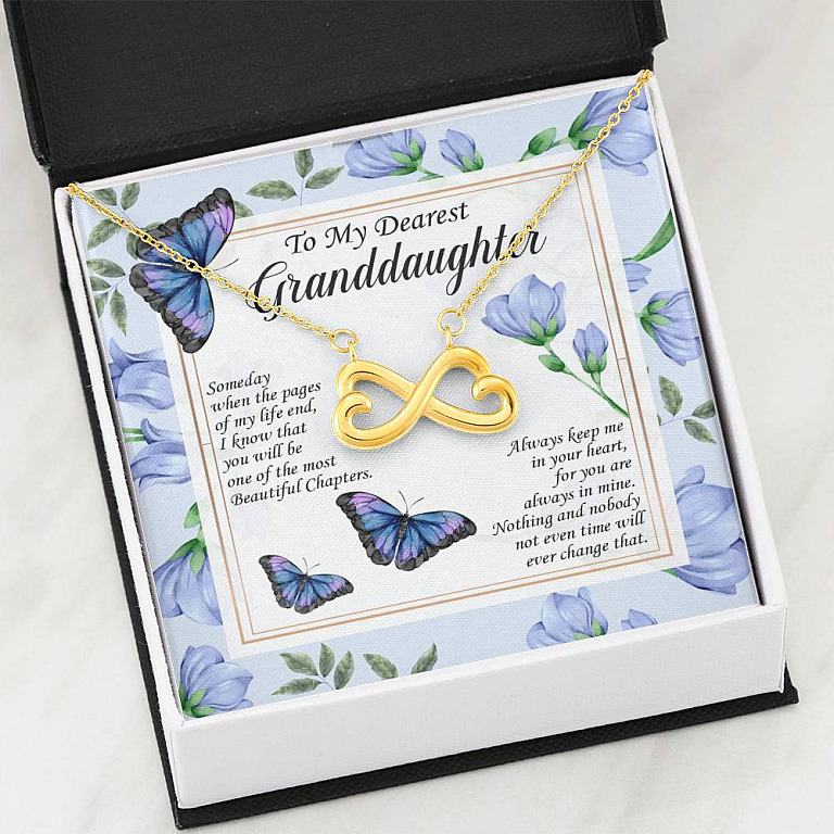 To My Dearest Granddaughter I Know You Be One Of The Most Beautiful Chapters Infinity Heart Pendant Necklace