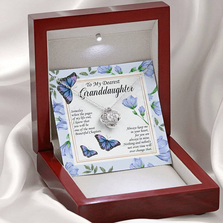 To My Dearest Granddaughter I Know That You Will Be One Of The Most Beautiful Chapters Love Knot Necklace