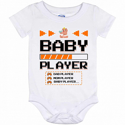 Baby Player Gamer Baby Onesie, White, Baby Onesie - 12 Month